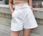 Sweet Cotton Short Pants Anti Wrinkle Korean Casual Pants With Belt