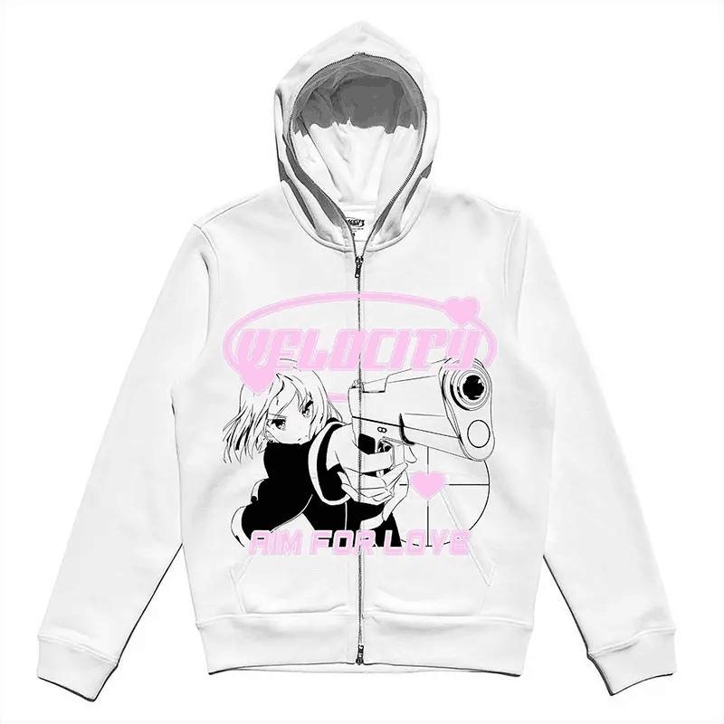 OEM Custom Oversized High Quality 100% Cotton Full Face Zip up Hoodie Heavyweight Screen Printing Logo Custom Full Zip Hoodie