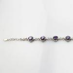 Sterling Silver Link 5x7mm Created Amethyst Cubic Zircon Tennis Bracelet (H08)