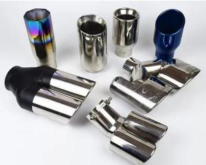 China Blue Burned 1.2mm Dual Pipe Exhaust Tips 2.5 Inch Inlet 4 Inch Outlet Exhaust Tip factory