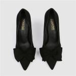 ZM014 New Fashion Sweet Stiletto Super High Heel Shallow Mouth Pointed Suede Bow