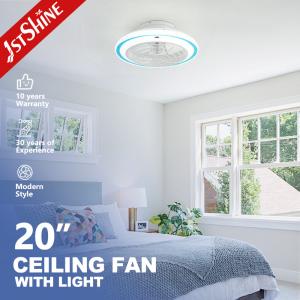 China Small 20 Inch Flush Mount LED Ceiling Fan with Light and Color Temperature 3000-6500K factory