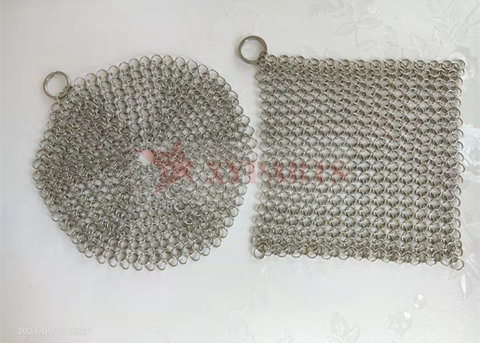 SS316L 10mm Ring Cast Iron Pan Chainmail 8" X 6" High Grade Stainless Steel