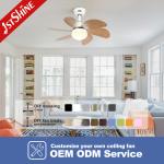 Decorative Small LED Ceiling Fan Modern 6 Wood Blade Smart Remote Control