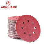 Sandpaper Disc 5 Inch 125mm 8 holes Red Aluminum Oxide abrasive disc disk