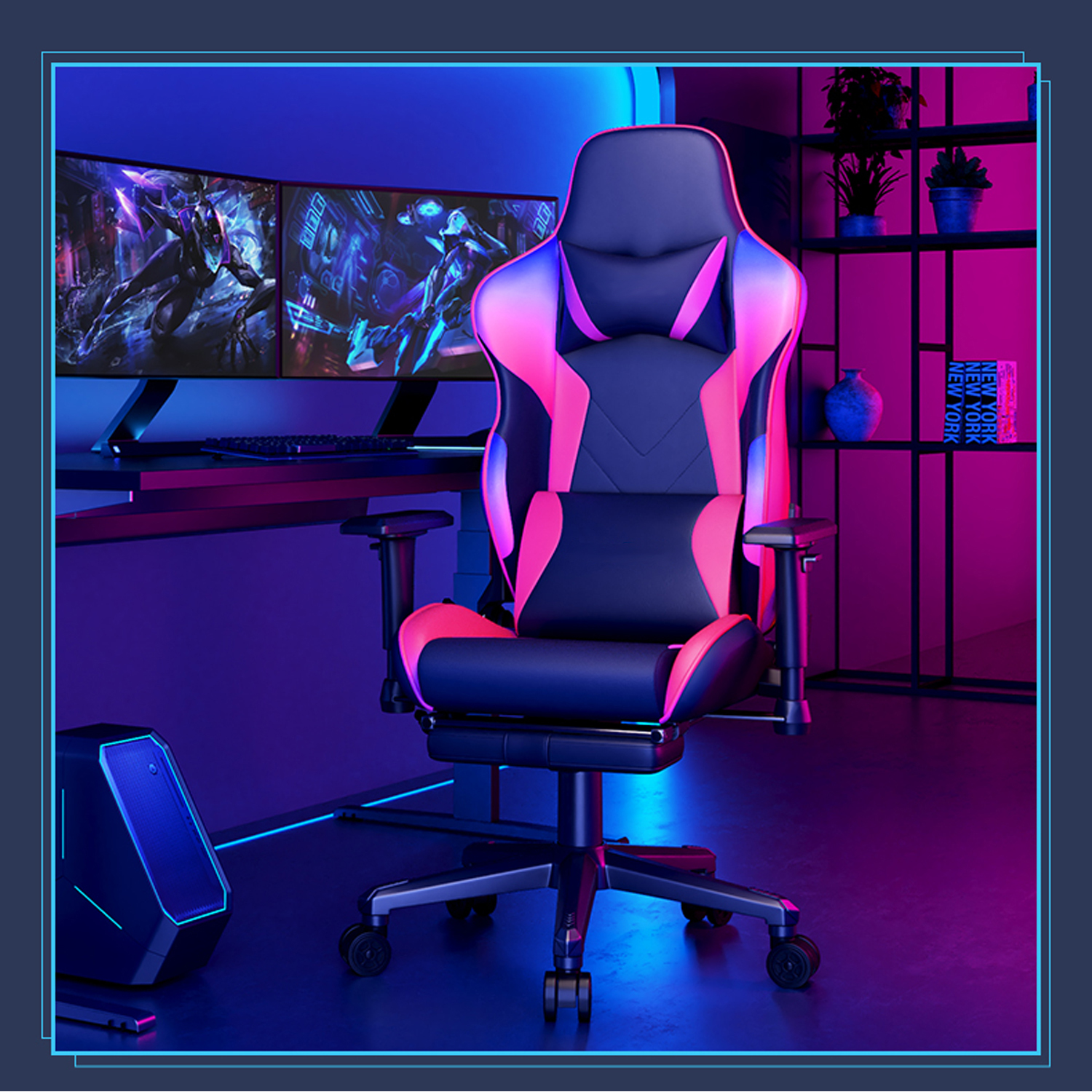 Flowing Light And Color Luxury PU Leather Racing Gaming Chair for Computer Gamer