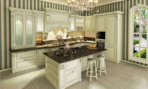 China Rustic Style solid wood kitchen cabinet,wooden furniture.Germany style kitchen cabinet factory