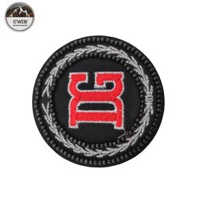 China Letter Beads Iron On Embroidered Patches Merrowed Border Customized Size factory