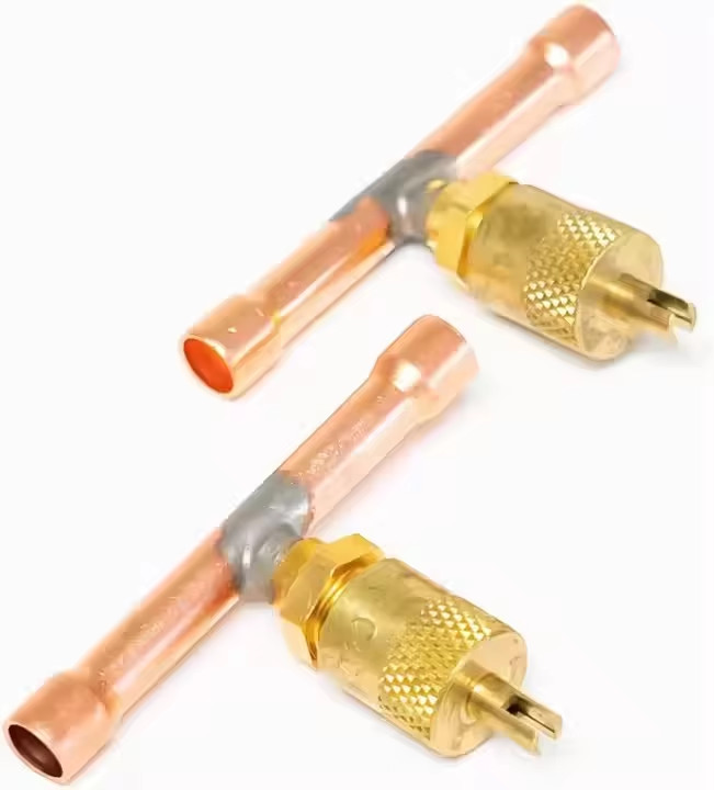 Deep Vacuum Pump Manifold Refrigeration Gauge Copper Solder Tee Fitting With Access Valves In Condition