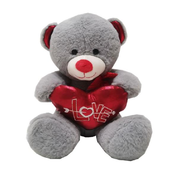 10.24in 26cm Valentines Day Plush Toys White Teddy Bear Holding A Heart