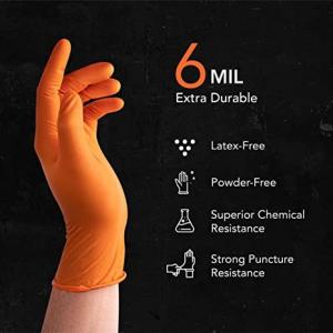 China Orange Nitrile Diamond Textured Disposable Gloves Powder Free Durable And Stretchable Work Gloves factory