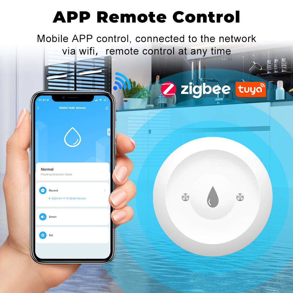 Zigbee Water leakage sensor Linkage Alarm App Water Leak Detector Tuya Zigbee Water Immersion Sensor