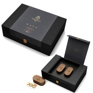 China Custom Healthcare Product Packaging White Cardboard Gold Stamping For Maca factory