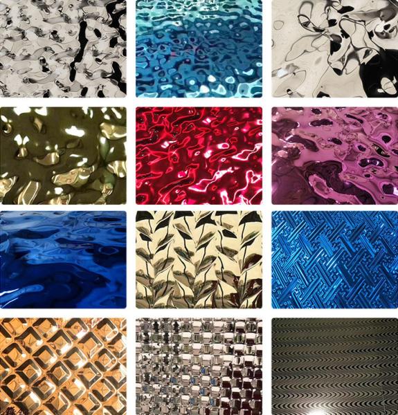 Water Ripple Stamped PVD Stainless Steel Sheet Metal Cladding Decoration