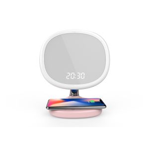 Morning Light Alarm Clock Qi Wireless Charger Makeup Mirror Led Desk Light