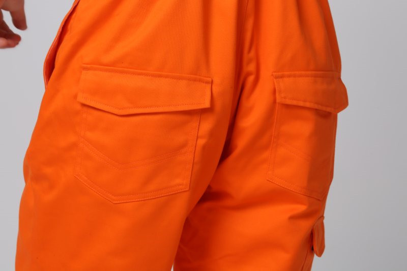 2 Side Pockets Orange Winter BIB Pants With Covered Metal Zip