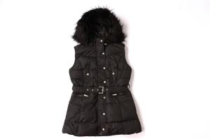 China Black Ladies Longline Padded Gilet Fur Lining 100% Polyester factory