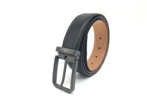 China Soft Black Cowhide 35mm Mens Leather Dress Belt factory