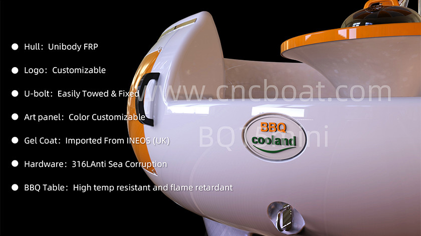 8 Adults Fishing Depth 30cm Diameter 250cm FRP BBQ Boat