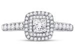 3.65g 14K Solid Gold Jewellery , 0.8ct Square Women'S White Gold Diamond Rings
