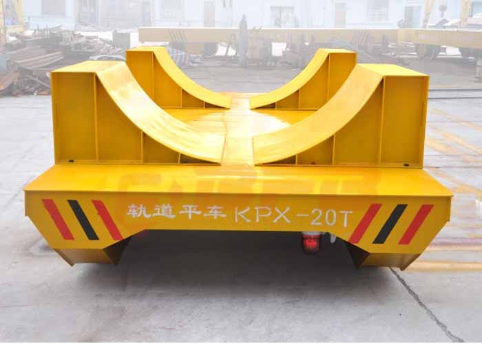 Railway electric flat bed trailer for steel foil coils handling with V-frame
