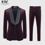 Business Men's Suit 2 Pieces Gold Velvet Shawl Lapel Single Breasted Slim Fit