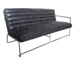 Black Vintage Leather Sofas 1-3 Seat Ribbed Couch