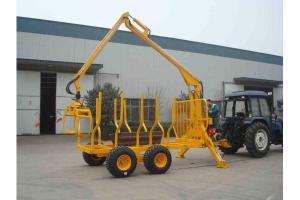 China 80HP Log Trailer With Crane , 2.8m2 loading Log Loader Trailer factory