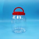 Transparent Candy Cookie Wide Mouth PET Food Grade Cylindrical Jar Screw Handle