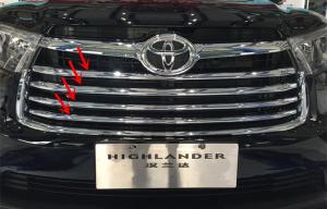 China Shining Chrome Auto Body Parts For Highlander 2014 2015 , Front Grille Garnish factory