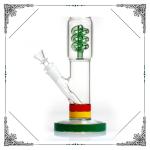 Rasta color Glass Straight tube Bong Helix Percolator Hookah Bongs Smoking Water