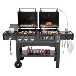 Flame Safety Commercial Kitchen Equipments Dual Fuel GAS / Charcoal BBQ Outdoor