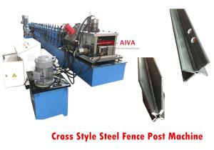 China Cross Style Steel Fence Post Machine , Palisade fence Roll Forming Machine factory