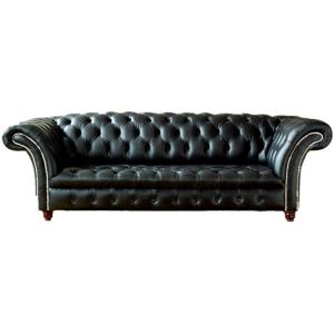 China Black Leather Chesterfield Style Couch Sofa For Hotel Restaurant Salon Club Home factory