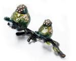 Mun and baby birds design jeweled box enamel birds trinket box with crystals