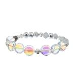Metal Bar Pave Beads Handmade Bracelet Set Gray Color Adjustable Stackable
