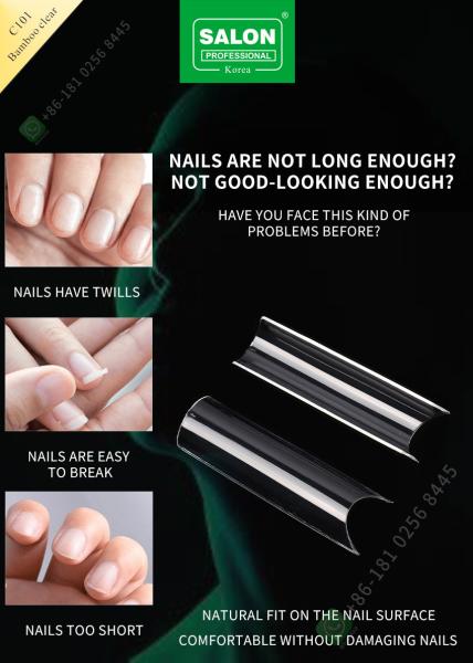 French/C Arc Lengthening Bamboo Clear False Nail Tips Manicure Tip for Nail Art