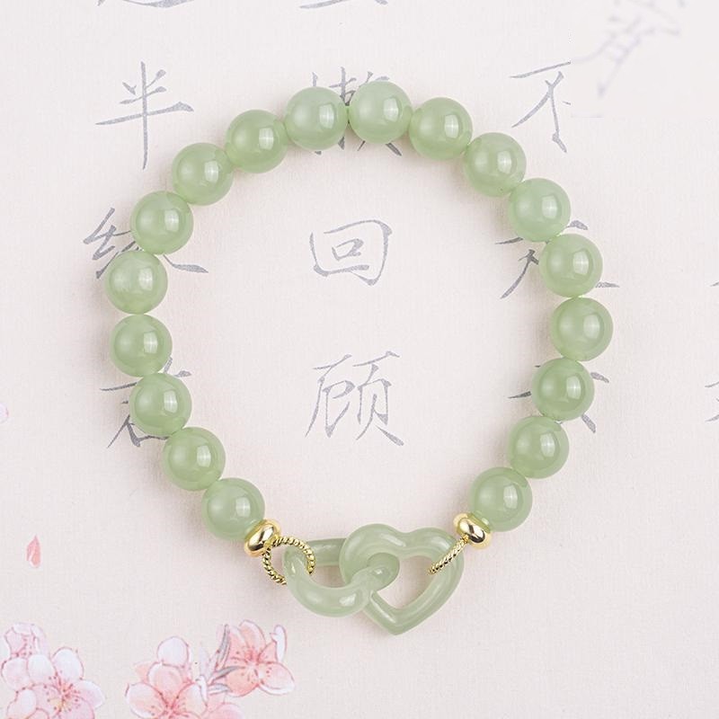 Heart to Heart Love Adjustable Jades Stone Miss You Bracelet High-quality Light Luxury Natural for Couples Women's CLASSIC