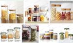 High quality round cylinder glass candy jar crystal glass jar with wood lid