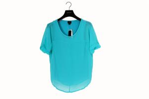 China Daily Blue V Neck Ladies Casual Loose Tops 100% Polyester factory