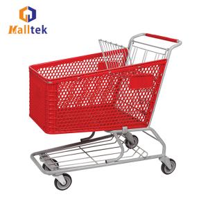 China Half Plastic Supermarket Shopping Trolley 165L Carts For Customised Colours factory