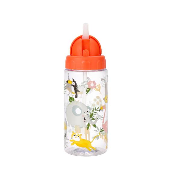 2025 New Style Children's Plastic Cup With Straw Direct Drinking Water Bottle Shoulder Strap Portable Student Summer Helmet Water Cup