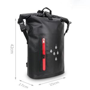 China 25 Liter PVC Lightweight Waterproof Backpack , Waterproof Roll Top Bag With Zipper factory