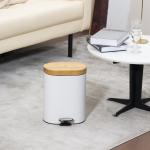 Home 6L Bamboo Lid Foot Pedal Trash Can Oval Shape Rolling Cover Type