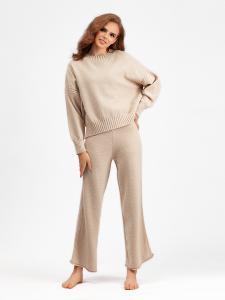 China Women s Sweaters with Pullover Closure for Outdoor Activities in Fall Season Knitted long sleeved sweater wide leg pants factory