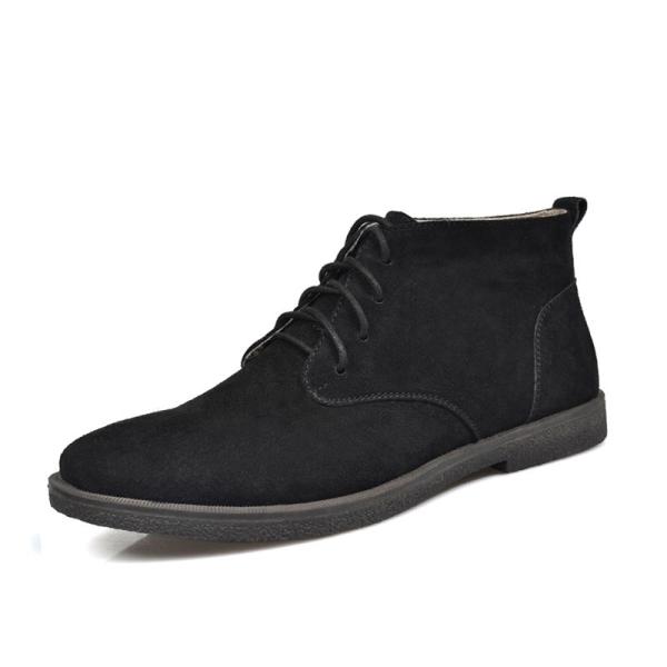Genuine Leather Plush Suede Desert Boots For Men , Square Heel Mens Ankle Dress