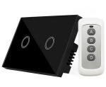 US / AU Standard Touch Wall Switch 2 gang Black/white Crystal Glass Panel Touch