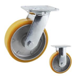 China PU 200mm 990lbs Loading Heavy Duty Casters With Aluminum Core factory
