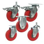 4" Red 198LBS Medium Duty Casters Double Ball Bearing