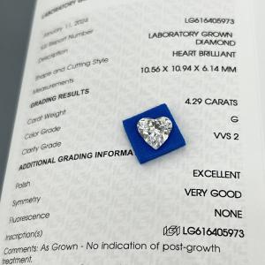 China 4.29ct Laboratory Grown Diamonds Heart Cut CVD G Color VVS2 2EX N IGI factory